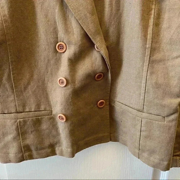 Vintage Linen Blazer Relaxed Fit Neutral Tan Brown Size  EU42 Medium - Picture 6 of 16